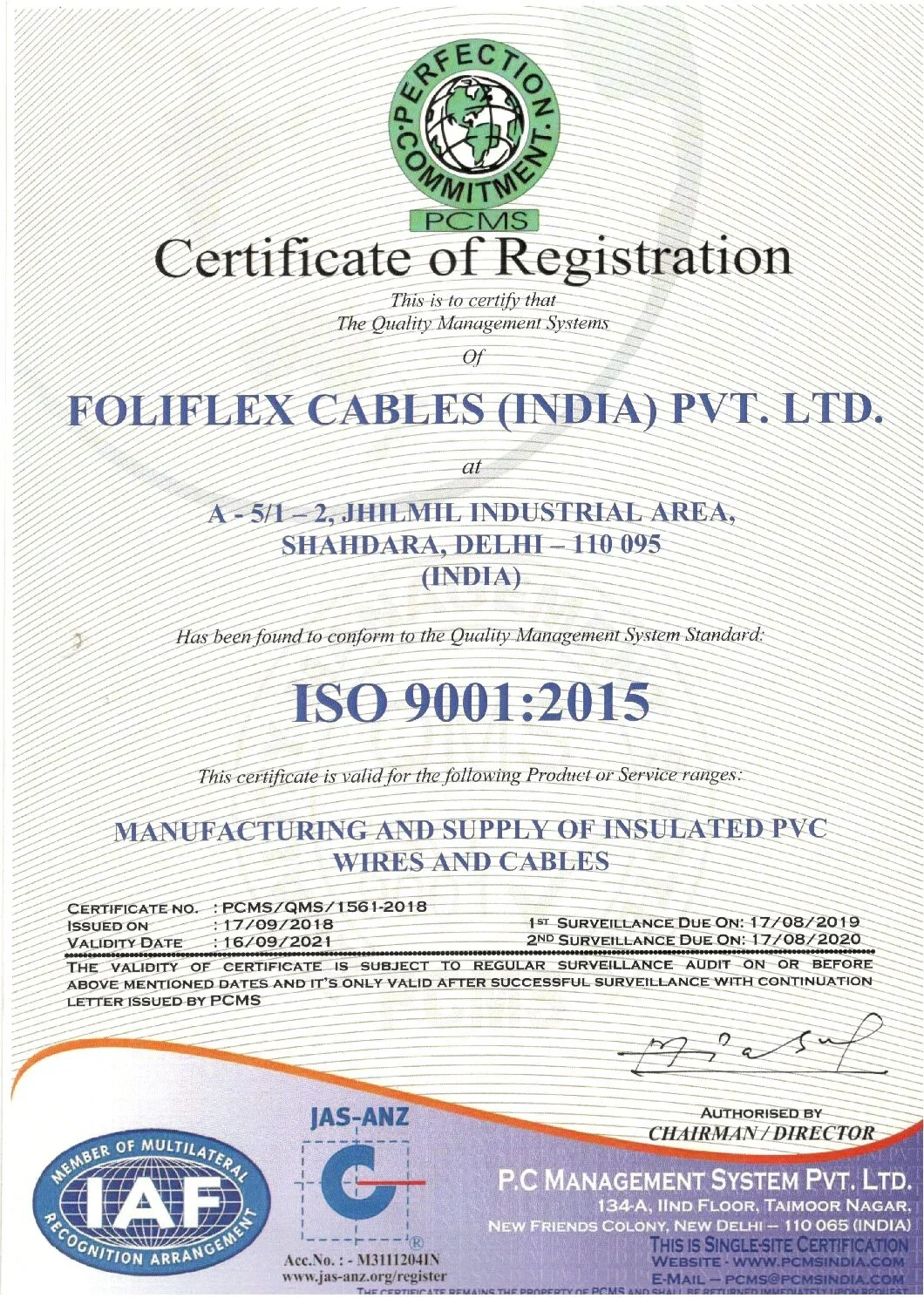 Foliflex certification document 7