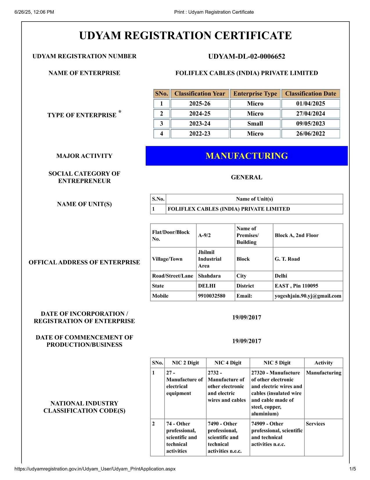 Foliflex certification document 13