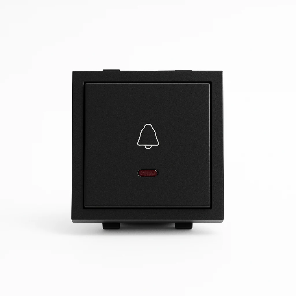 Foliflex black bell push switch with indicator